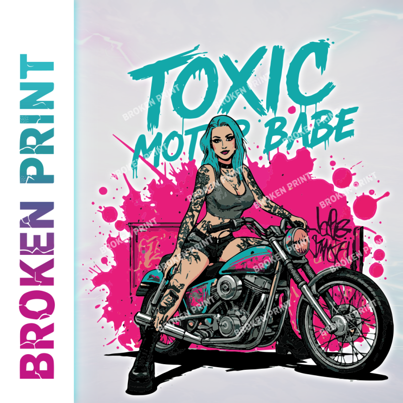 toxic Motor Babe DTF Front & Back Print