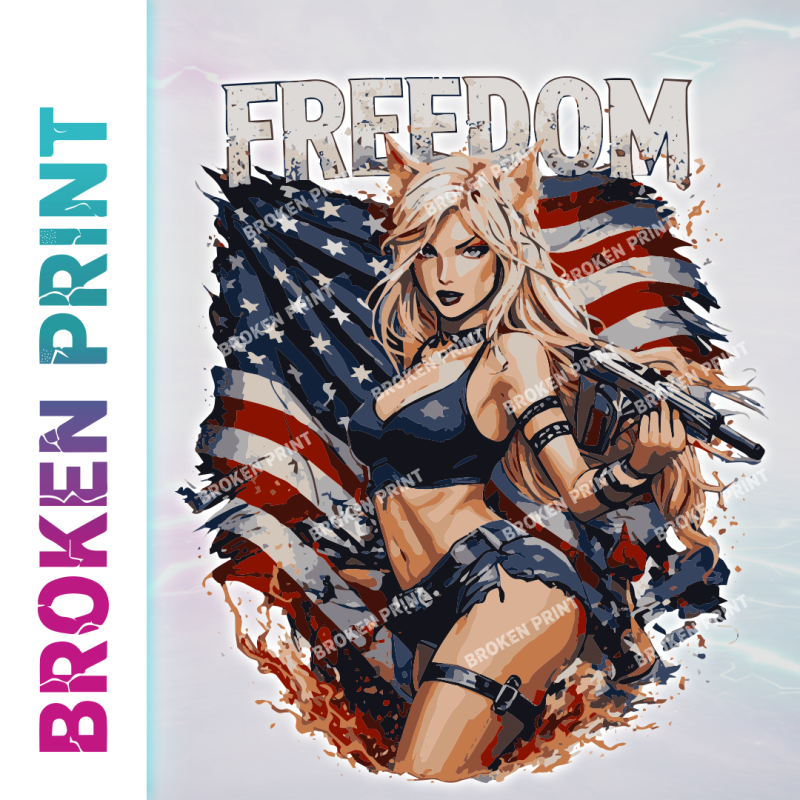 Freedom Girl DTF Transfer Front & Back