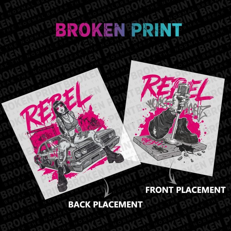 DTF Transfer Ready To Press | Rebel Street Art | Front and Back Print | Cold Peel